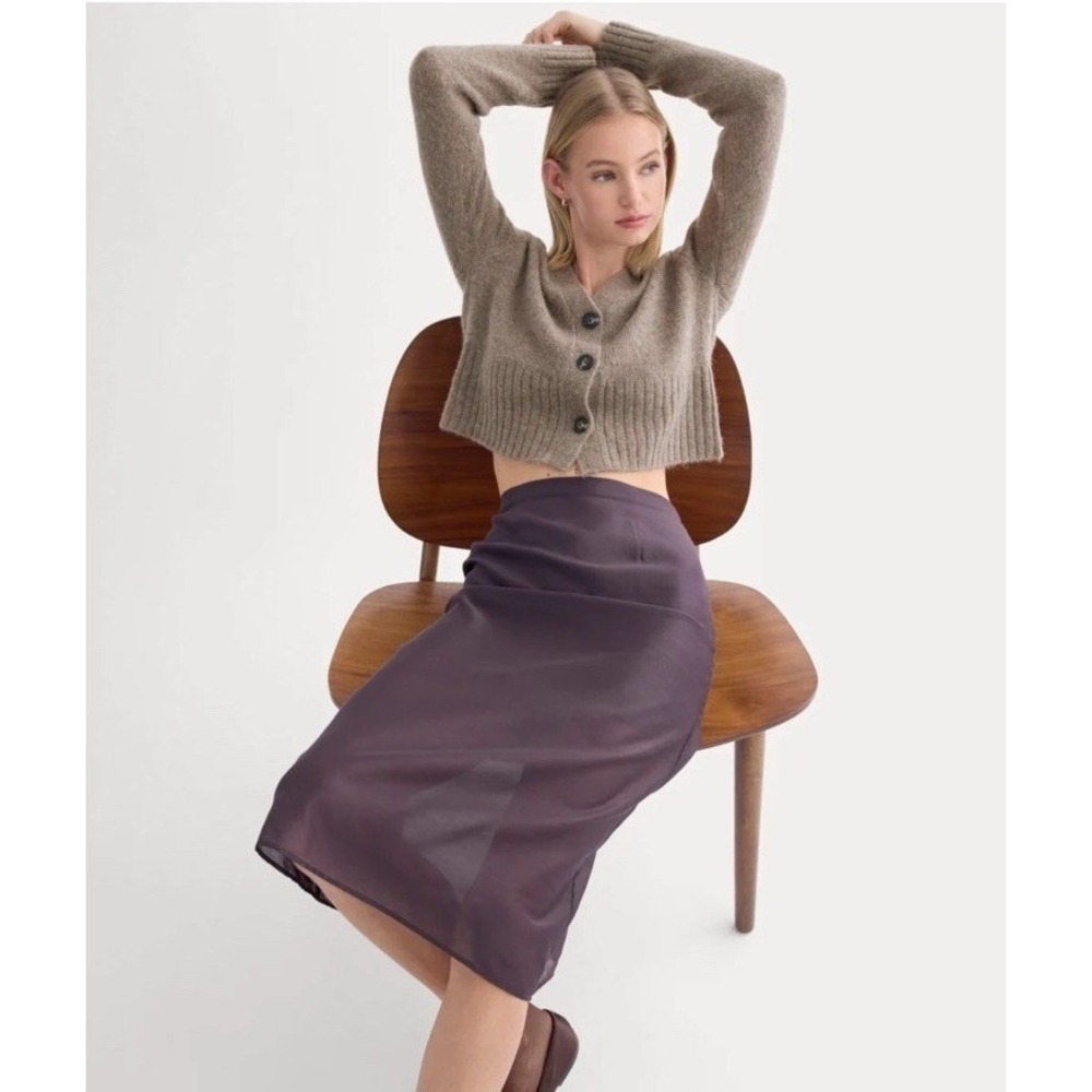 Everlane NWT High V Cropped Cardigan In Alpaca Taupe Melange XS - Picture 2 of 14